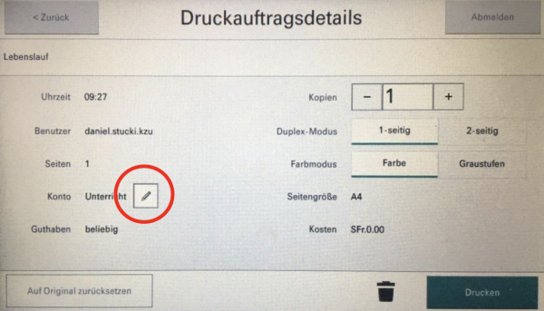  Bild 5 - Ändern des Verrechnungskontos