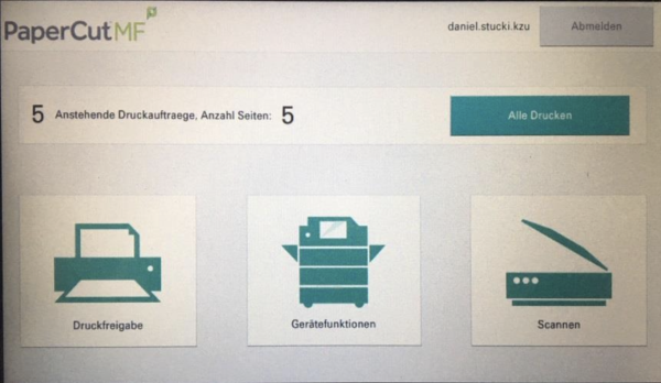  Bild 2 - Anzeige auf dem Panel nach Authentisierung